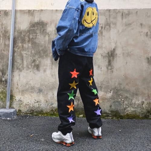 2021 biggorange new autumn couple retro straight loose jeans trend wild five-pointed star casual wide-leg women trousers