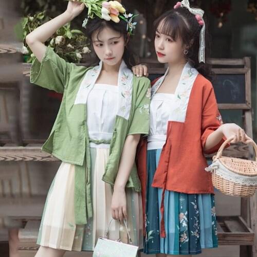 Hanfu Costume Dress Women Improved Hanfu Daily Short Sleeve Hanfu Dresses Costumes Han Song Elements Student Fairy Dress SL3438