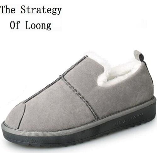 Winter Low Cut Nubuck Leather Plush Inside Anti Skid Women Short Boots Thick Warm Flat Ankle Boots Plus Size 42 43 44 ZY171025