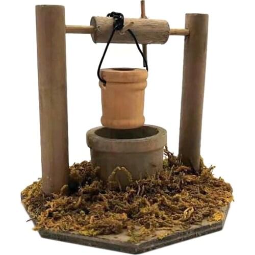 1/12 Miniatures Dollhouse Garden Model Wooden Wheel Wells for Dollhouse Decoration Accessories