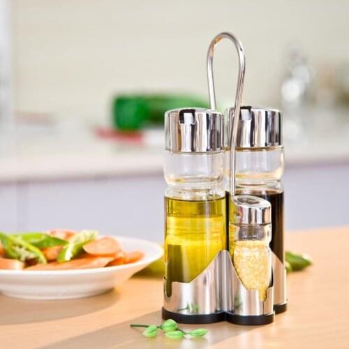 1pcs Clear Glass Olive Oil Vinegar Salt Pepper Set Oil Vinegar Dispenser Shaker Cruet Set Spice Bottle Glass Stainless Steel Cap