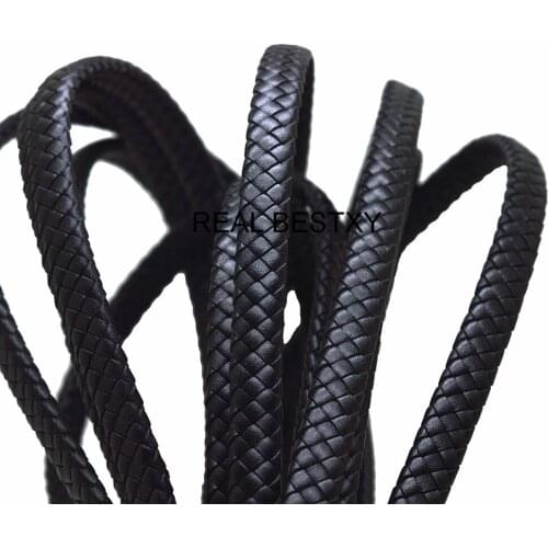 1m/lot approx 10*4mm Genuine Leather Rope Bracelet Jewelry Making Flat Braided Cord Rope Accessories Jewelry Findings Handmade