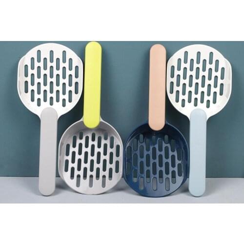 1pc Solid Color Plastic Cat Litter Scoop Long Handle Non-Stick Cat Litter Shovel Kitten Scooper Pet Cleaning Supplies