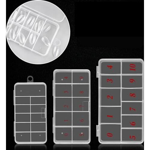 10/11 Acrylic Plastic Cells False Nail Art Tips Box Storage Case Natural Translucent Fake Nail Art Tips Case Manicure Nail Tool