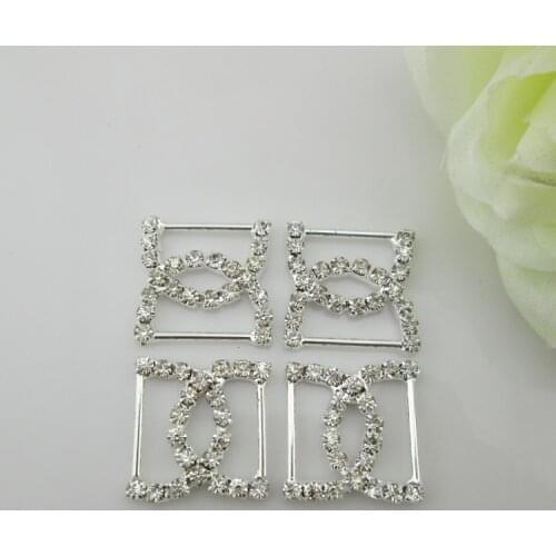 10pcs rhinestone buckle luxury product for wedding invitation card silver plated 16mm