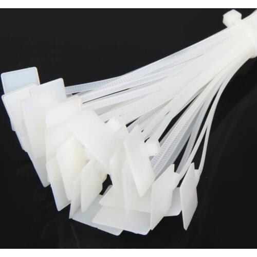 100PCS Muti-Purpose Nylon Self-Locking Network Cable Zip Tie Tags Trim Wrap Loop Wire Straps Label