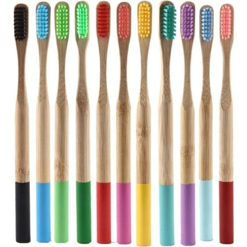 17-color round handle bamboo toothbrush bamboo toothbrush