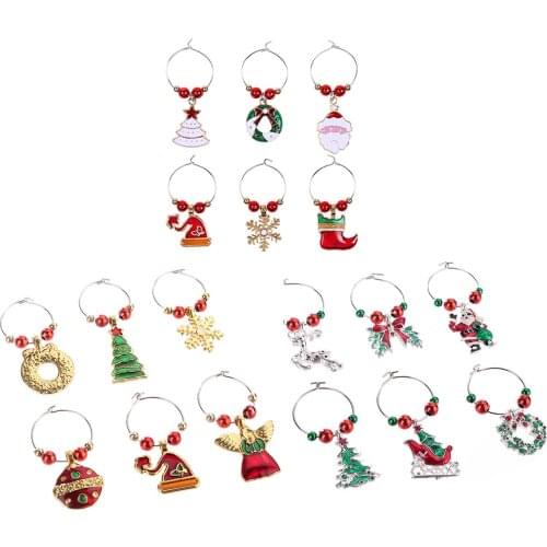 18pcs Christmas Wine Glass Charms Delicate Useful Durable Wine Cup Tags Wine Cup Decorations Wine Cup Markers for House Party