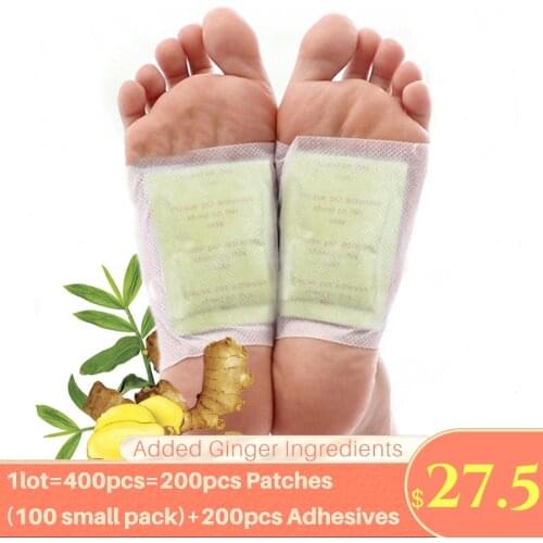 400PCS/lot Kinoki Detox Foot Patches Ginger Bamboo Charcoal Pads With Adhersive Foot Care Tool Improve Sleep Foot Sticker