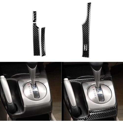 5pcs/set AT Gear Shift Panel Moulding Strips for Honda Civic 2006-2011 LHD Carbon Fiber Car Interior Accessories