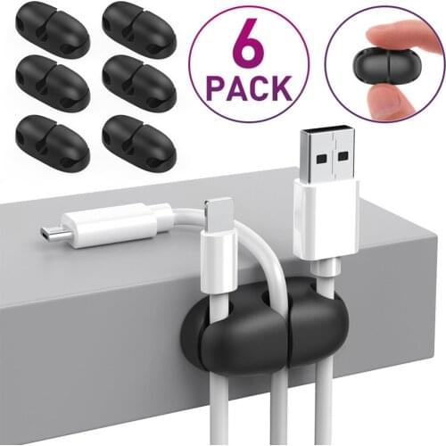 6pcs 3 Hole Desktop Wire Bracket Strong Bonding Rope Holder Cable Clamp For USB Cable For Power Cord Date Cable Organizer