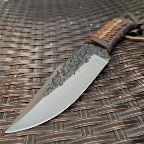 7cr13 Steel Combat Tactical Hunting Wilderness Adventure Knives Fixed Blade Knife + Sleeve for Outdoor Survival, Camping and EDC