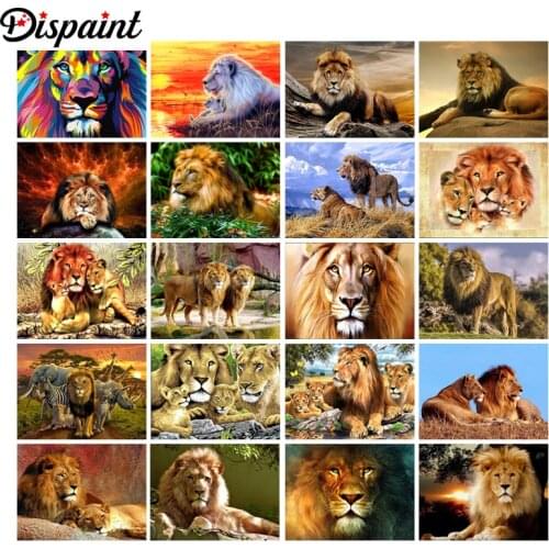 Dispaint DIY Diamond Painting "Animal lion landscape" Full Drill Square Round Diamond Embroidery 5D Cross Stitch Decoration Home