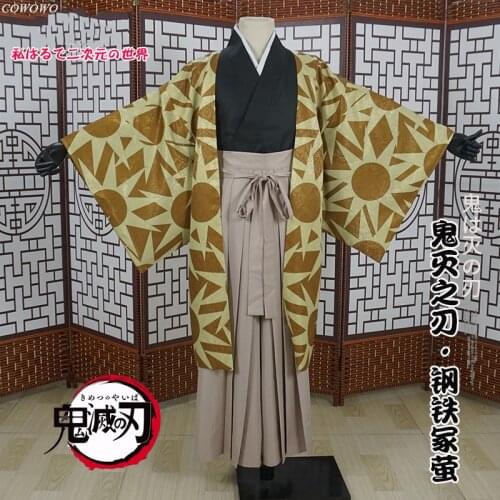 Anime! Demon Slayer: Kimetsu no Yaiba Haganeduka Hotaru Game Suit Kimono Uniform Cosplay Costume Halloween Party Suit Men NEW