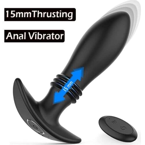 Sex Shop Automatic Telescopic Male Prostate Massager Vibrator Wireless Remote Control Vibrating Butt Plug Anal Sex Toys For Men