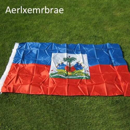 Free shipping aerlxemrbrae flag Haiti Flag 90x150cm 100% Polyester 2 Sides Printed National Flag Haiti Sports