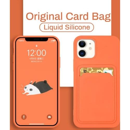 For iPhone 12 Pro Max Mini Case Silicone Card Holder Phone Cover For iPhone 11Pro XS Max 12 Mini X XR 7 8 6 6S Plus Wallet Funda