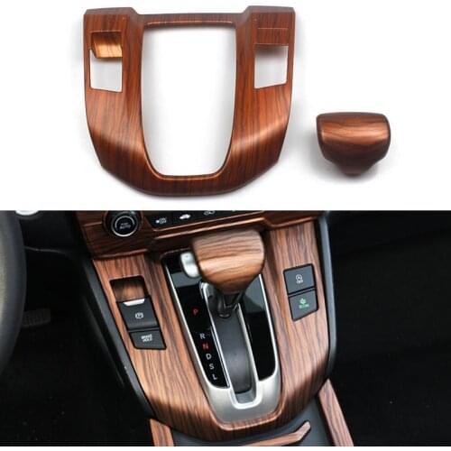 For Honda CRV CR-V 2017-2021 Wood Grain Interior Gear Shift Panel Cover Trim Car Decor Accessories