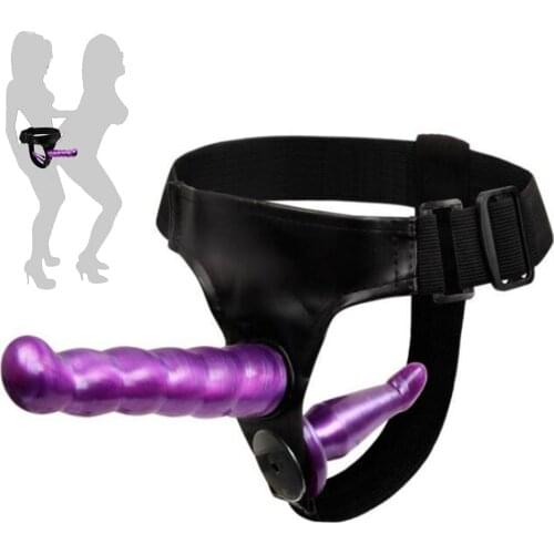 Double Penis Strapon Ultra Elastic Harness Belt Strap On Dildo Lesbian Vagina Anal Plug Adult Sex Toys for Women Couples Play
