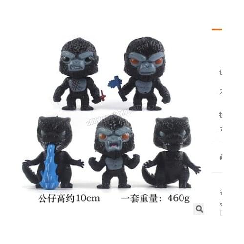 5pcs Godzilla VS King Kong Of Monsters Soft Rubber Doll Action Figure PVC Toy Hand Made Model Fury Dinosaur Figure kids gifts