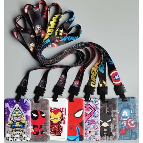 The Avengers Card Cases Thor Iron Man Hulk Captain America Spider Man Card Holders Card Lanyard Key Lanyard Neck Straps Keychain