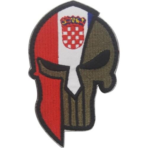 Croatia Skull Spartan National Flag Patch Tactical Emblem Military HELMET Badges Appliques Embroidered Patches