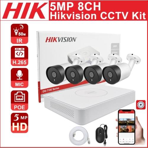 CCTV kit Hikvision 8CH 8 + 4 kit 5MP POE NVR Kit CCTV Security System Audio Motion Detect IP Camera Video Surveillance Camera