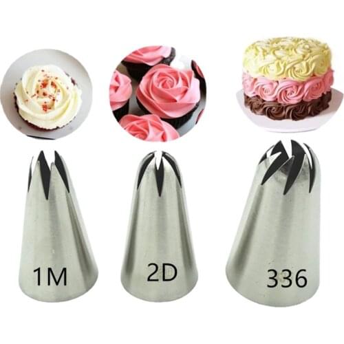 3Pcs/Set Rose Pastry Nozzles Cake Decorating Tools Flower Icing Piping Nozzle Cream Cupcake Tips Baking Accessories #1M 2D 336