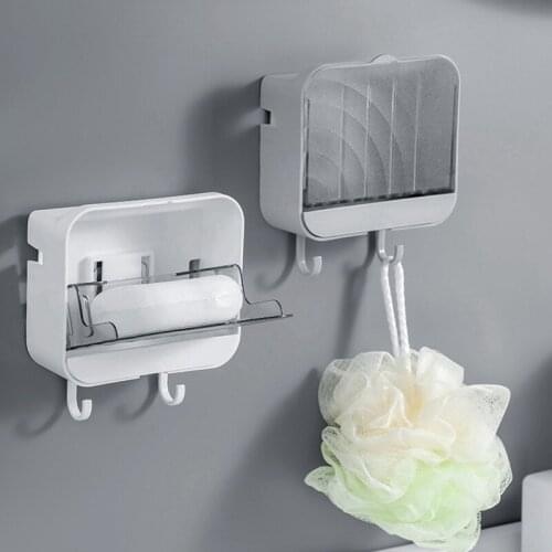 Creative Bathroom Wall Mounted Soap Box Free Punching Hanging Soap Holder Case Drain Flip Soap Rack Bathroom Storage Accessories