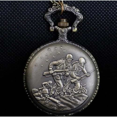 Steampunk Quartz Pocket Watch Fighter War with Chain for Men Women Pendant Necklace Watches CF1075