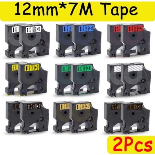 Labelwell 2PK 45013 45010 tapes Compatible for Dymo D1 45016 45018 12mm Multicolor 45021 45022 45023 45024 for Dymo LM160 LM280