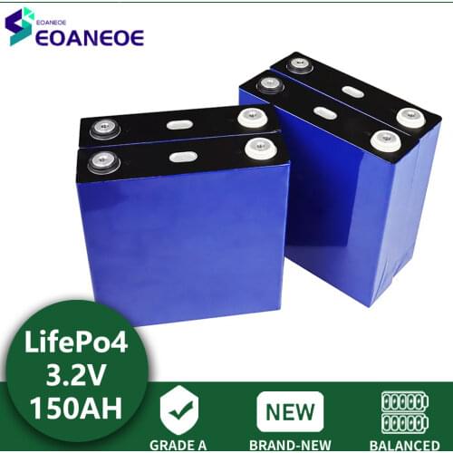 4PCS 3.2v 150ah Lifepo4 battery Lithium iron phosphate cell batteries 12v 24V150AH for solar RV pack EU US TAX FREE