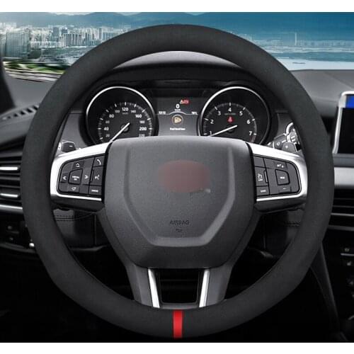 MIDOON Carbon Fiber Cow Leather Car Steering Wheel Cover For Range Land Rover Defender Freelander Discovery Sport X9 Evoque