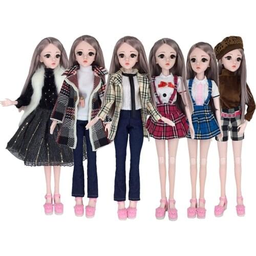 Fashion Clothes for 60cm Doll 1/3 BJD Dolls Outfits Daily Wear Jeans Plaid Coat DIY Dolls Accessories Toys For Kids Girls