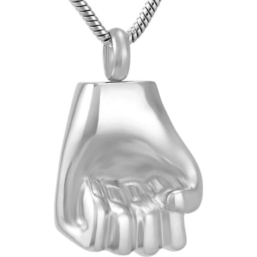 A powerful fist Stainless Steel Men Keepsake Memorial Urn Pendant Cremation Ashes Necklace for Men