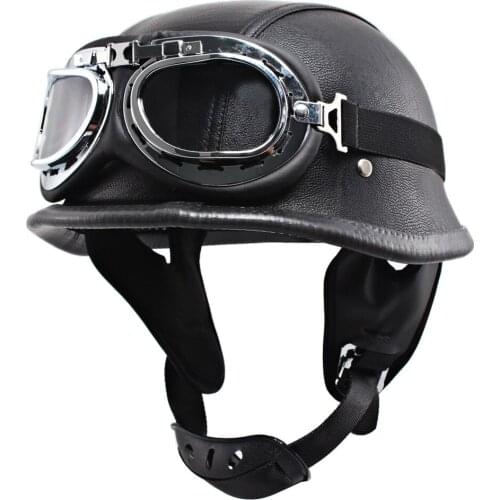 Motorcycle Helmet w/UV Goggles Scooter Biker Retro Open Face Half Face Helmet UV Goggles For Harley Vespa Cafe Racer XXL Matt