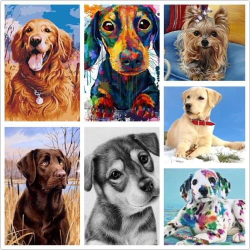 Diamond Painting Animals Dog Full Round Dachshund Diamond Embroidery Mosaic Cross Stitch Kit Bulldog Pictures Beads Art Labrador