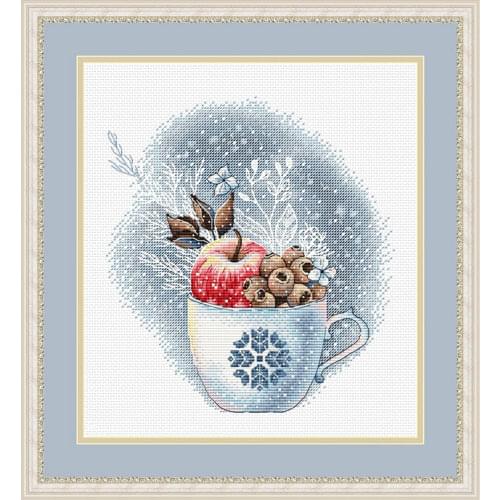 Apple cup 14CT Counted cross stitch kit 11ct Stamped printed fabric embroidery DIY needlework High Quality