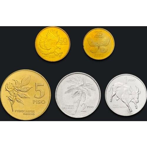 Philippine flora and fauna front page Set 5 New Genuine Original Coins 100% Real Collect Issuing Coins Unc Aisa
