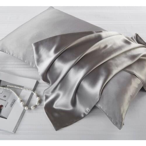 100% Mulberry Silk 19 mm Pillowcases Blue Champagne Silvery Gray Colors 74X48 cm 50X80 cm with zipper 2 pieces small wholesale