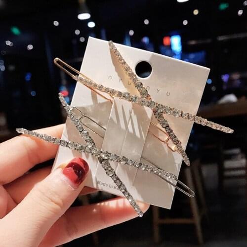 New FashionElegant Metal Rhinestone geometry Hairpins Hair Clips for Women barrettes Alloy Hair Accessories Headdress