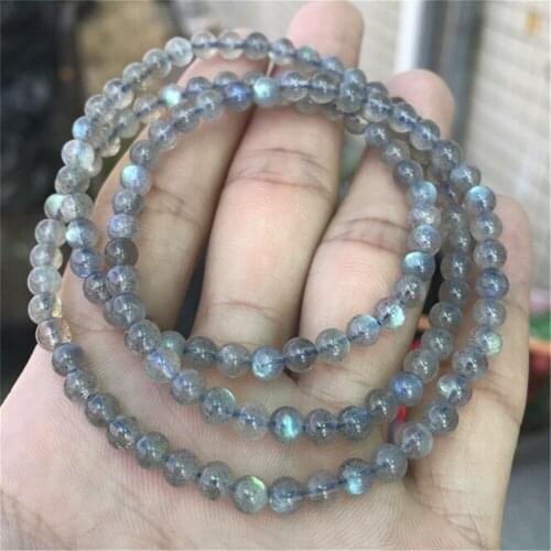 New Natural Grey Moonstone Bracelet Womens Multi-circle Labradorite Crystal Jewelry Hand Beaded Strand Bracelet Yoga 108 Mala
