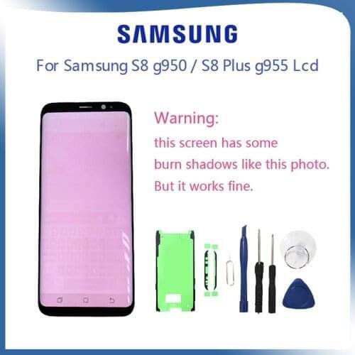 Original For Samsung Galaxy S8 G950F G950A G950FD Burn-in Shadow lcd display with touch screen Digitizer Super AMOLED Screen