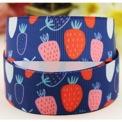 22mm 25mm 38mm 75mm Strawberry Cartoon pattern printed Grosgrain Ribbon party decoration 10 Yards X-04187
