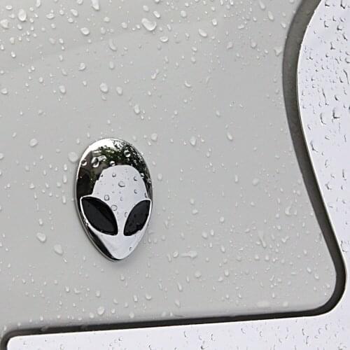 Silver Full Metal 3D Alien Head Auto Sticker BadgeCar Decals