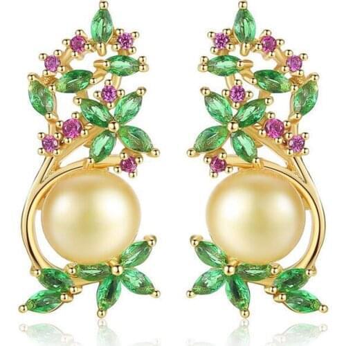 Fashion Flower AAA Cubic Zircon Shell Pearl Ear Stud Earring Women Jewelry Gifts Hollow Out Wedding Party Bridal Accessories New