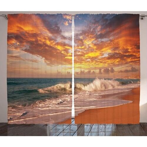 Ocean Curtains Sea Waves Beach Sunset with Grey Clouds Curtains for Bedroom Home Window Treatments Curtains for Living Room