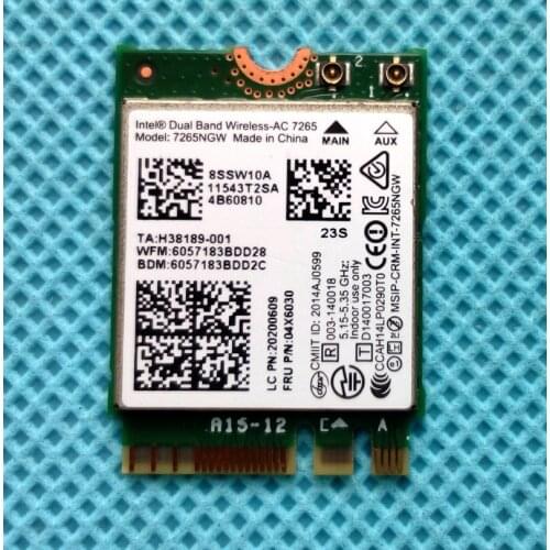 Intel 7265 2x2AC+BT4.0 PCIE M.2 WLAN Card For Lenovo ThinkPad B50 E40 E455 Series ,FRU 04X6030 20200609 SW10A11543