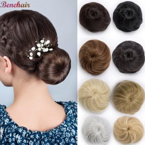 BENEHAIR Women Chignon Hair Bun Donut Clip In Hair Extensions Flower Roller Rubber Band Hair Accessories False Hair