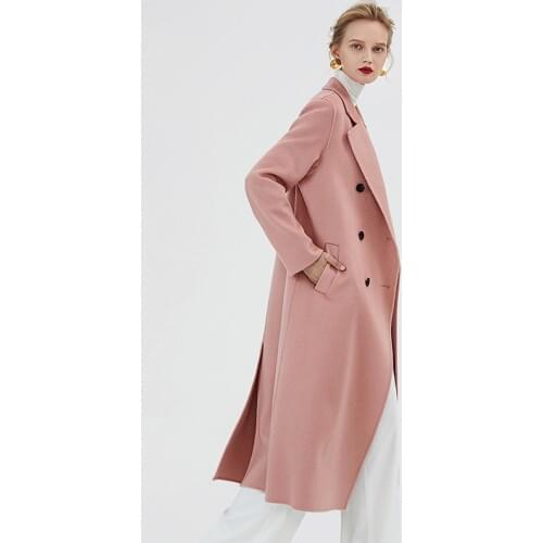 Womens winter coats pink Double-sided wool cashmere outwear 2019 autumn plus size ladies fashion overcoats long free ship